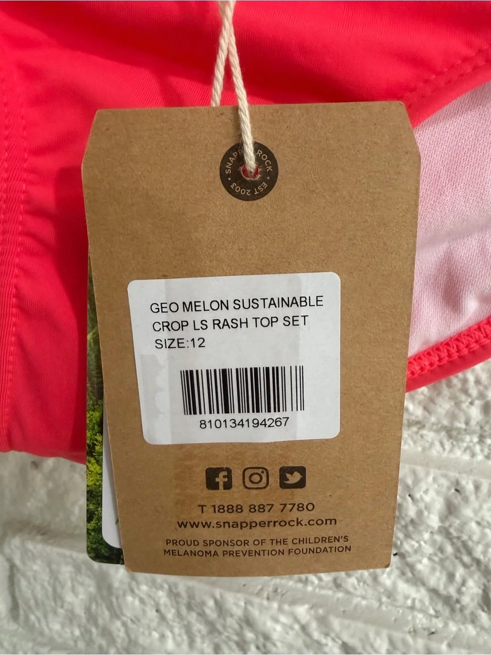 Snapper Rock Girls' Geo Melon Long Sleeve Swim Set in Coral, Turquoise & Pink